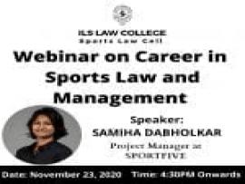 ILS Sports Law Webinar Series on Career in Sports Law and Management [Nov 26, 4:30-5:30 PM]: Register Now!