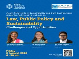 Webinar on ‘Law, Public Policy and Sustainability in the Built Environment: Challenges and Opportunities’ by Anant Fellowship [August 8; 6:30 pm]: Register Now!